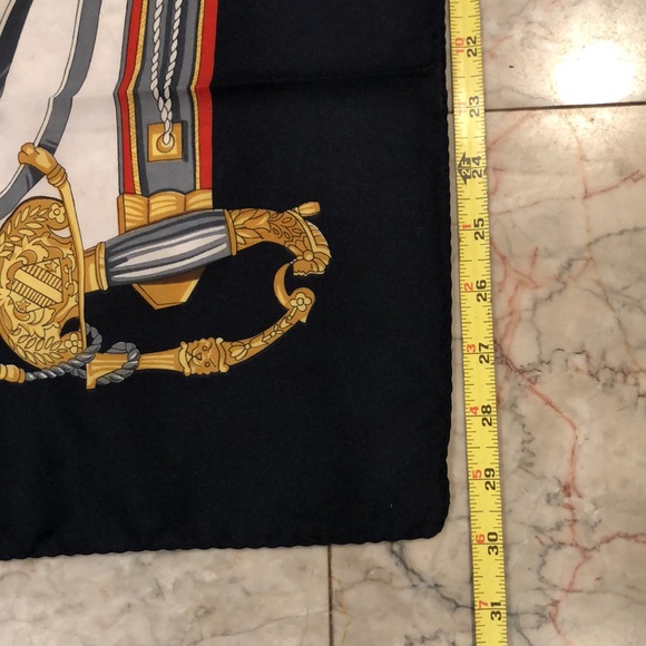 Napoleon Scarf 30” x 30” Square Made in Italy Multi Color Navy Borders Ploy - Picture 2 of 7